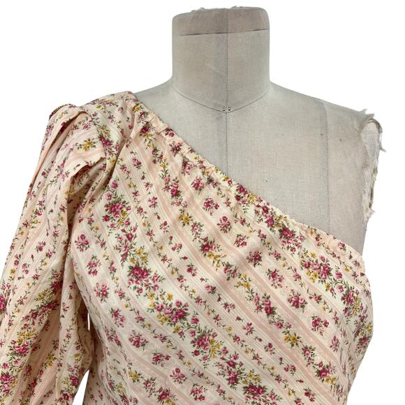 Petersyn Abigail One Shoulder Blouse Top Floral Print Pink Size Medium - Picture 3 of 13